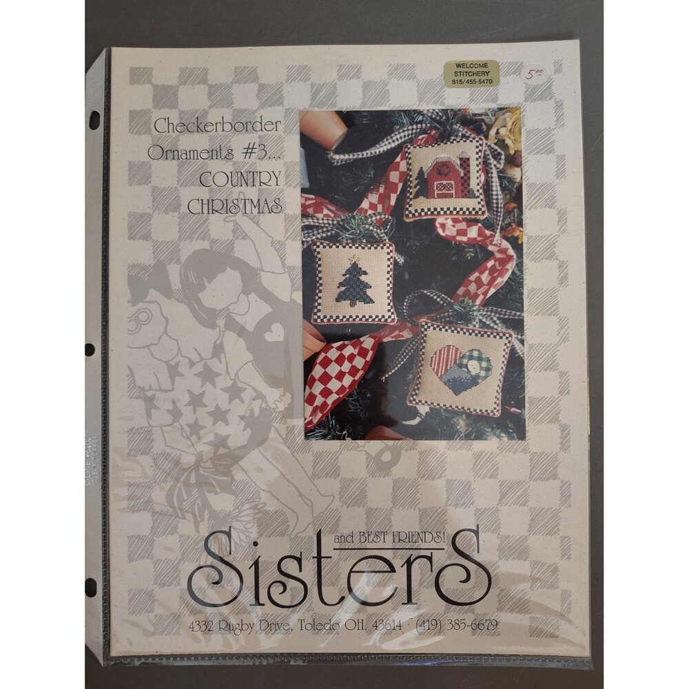 Sisters and Best Friends Counted Cross Stitch Pattern Checkerborder Ornaments #3